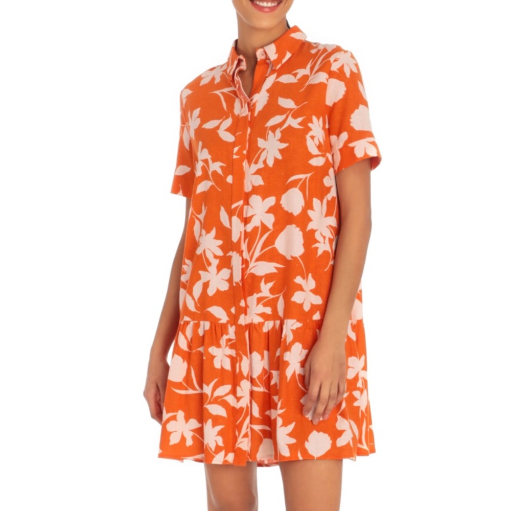 NWT Donna Morgan linen blend shirt dress 10